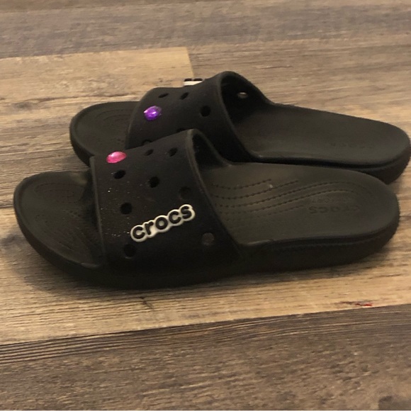 Crocs Black Slip on Sandals Womens Size 9 Slide - Picture 2 of 7